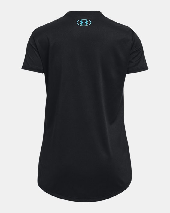 Girls' UA Tech™ Box Logo Short Sleeve in Black image number 1